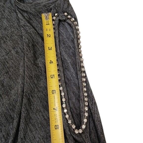 Juicy Couture Rhinestone Cold Shoulder Top M Gray Short Tie DIAMONDS Sleeves - Picture 14 of 16
